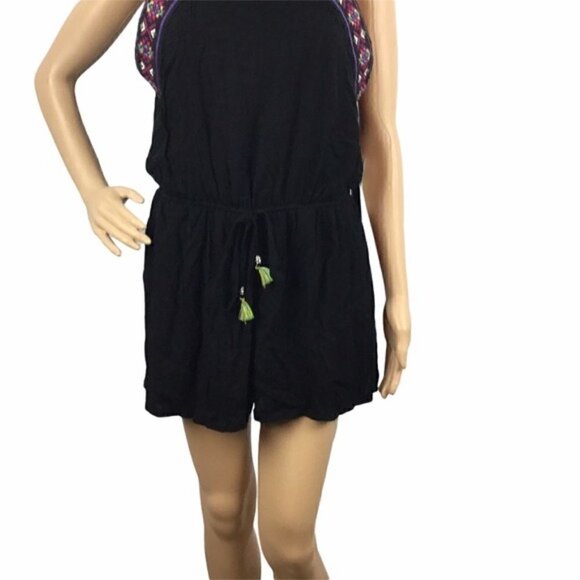 As U Wish Romper Black Keyhole Tie Waist - Picture 2 of 9